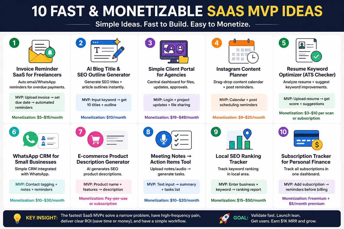 10 fast and monetizable SaaS MVP ideas